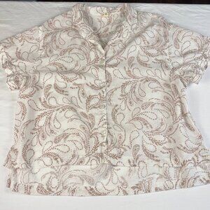 a.n.a. A New Approach White & Tan Floral Button-Up - Size L